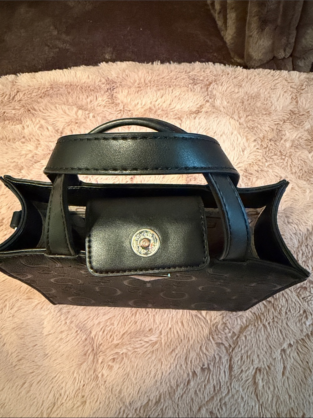 GUESS Black Embossed Logo Mini Tote - Picture 5 of 5